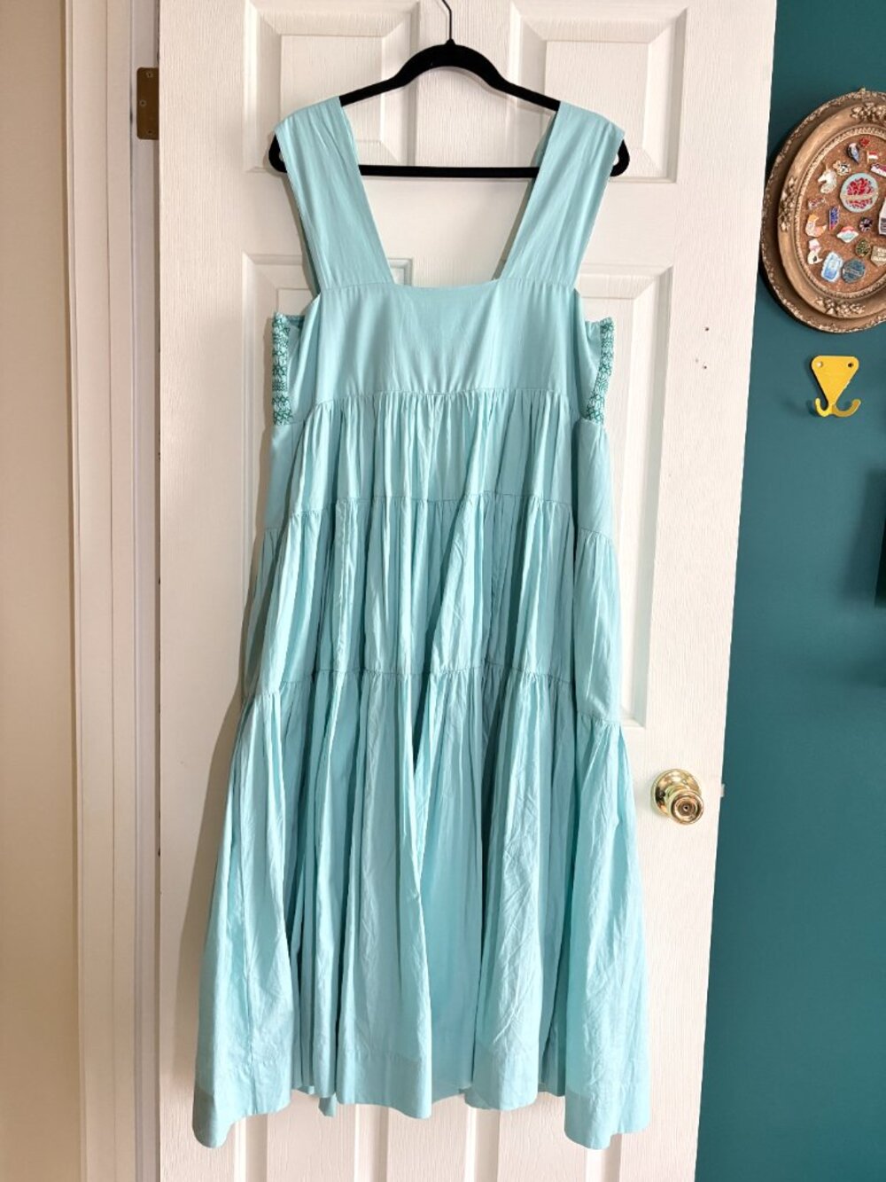 ANTHROPOLOGIE SQUARE-NECK SMOCKED TIERED MIDI DRESS Size L - Picture 4 of 6